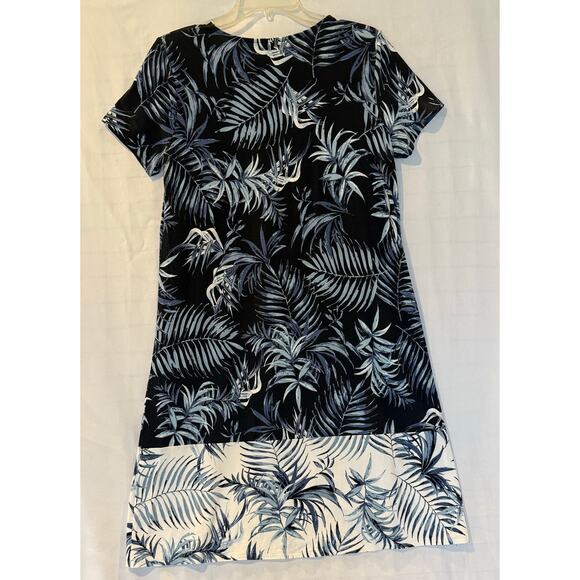 J Jill Wearever Blue Tropical Print Knee Length Dress - S Resort wear - Picture 1 of 5